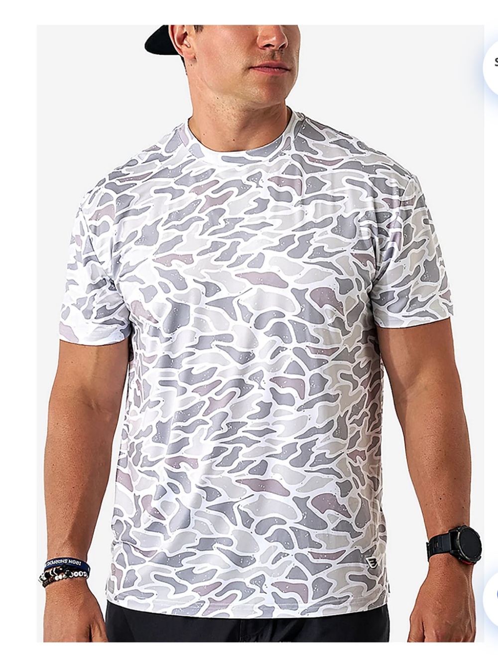 BURLEBO Men’s White & Gray Camo Short Sleeve Performance Tee